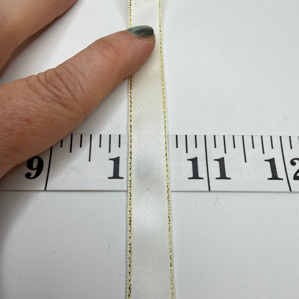 ½" (13mm) Vintage Satin Ribbon Trim - Light Cream - Roll - True Deadstock supplies Fabric by private - Sustainable Textile | FABCYCLE