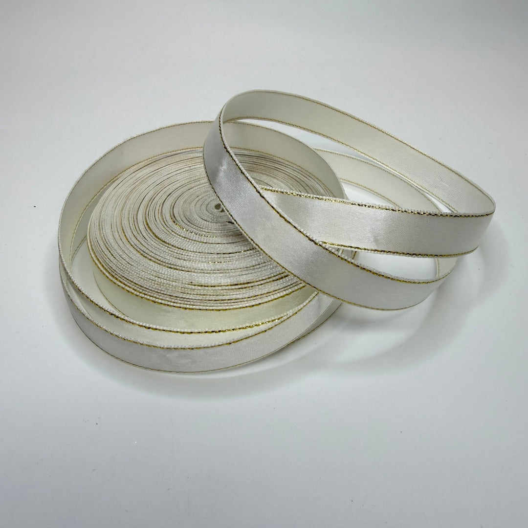 ½" (13mm) Vintage Satin Ribbon Trim - Light Cream - Roll - True Deadstock supplies Fabric by private - Sustainable Textile | FABCYCLE