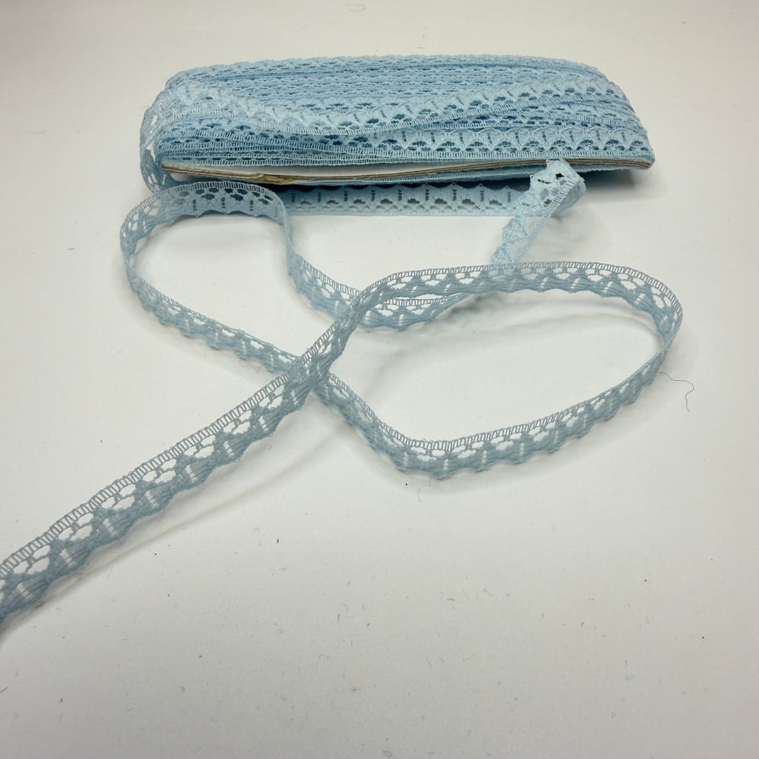 ½" (13mm) Vintage Scalloped Lace Trim - Light Blue - Roll - True Deadstock supplies Fabric by private - Sustainable Textile | FABCYCLE