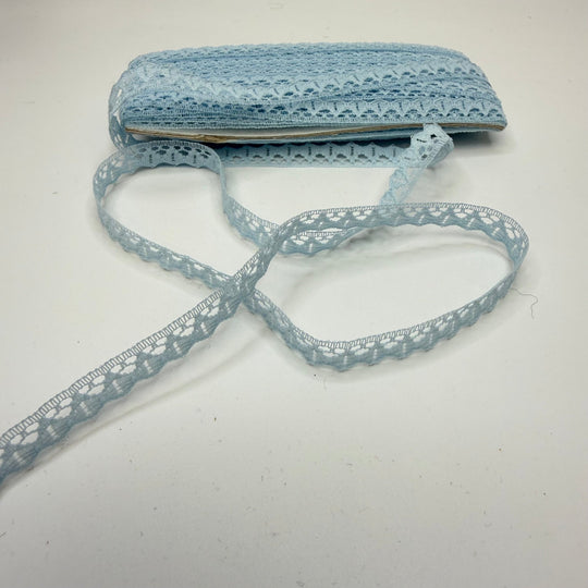 ½" (13mm) Vintage Scalloped Lace Trim - Light Blue - Roll - True Deadstock supplies Fabric by private - Sustainable Textile | FABCYCLE