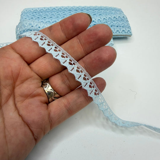 ½" (13mm) Vintage Scalloped Lace Trim - Light Blue - Roll - True Deadstock supplies Fabric by private - Sustainable Textile | FABCYCLE