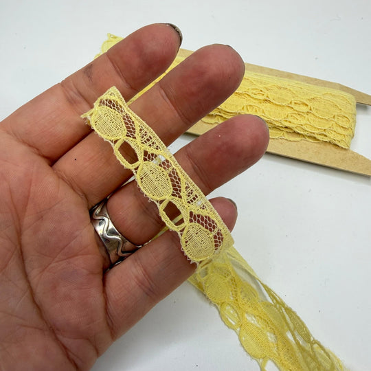 ½" (13mm) Vintage Scalloped Lace Trim - Light Yellow - 5.8M Bundle - True Deadstock supplies Fabric by private - Sustainable Textile | FABCYCLE