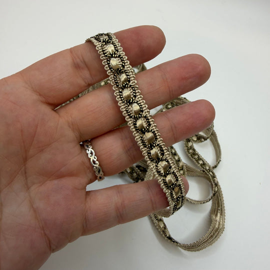 ½" (13mm) Vintage Tape Trim - Cream/Black - 5M Bundle - True Deadstock supplies Fabric by private - Sustainable Textile | FABCYCLE