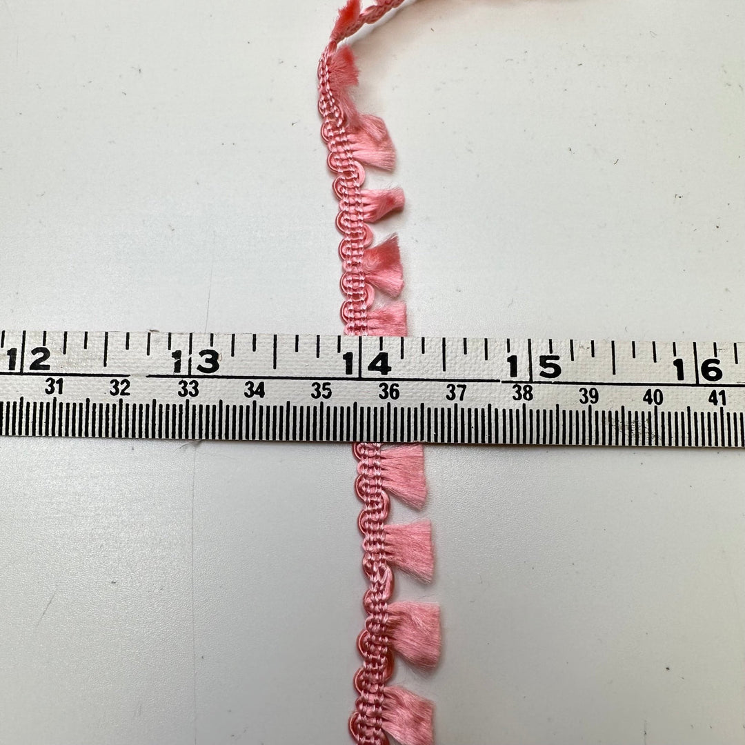 ½" (13mm) Vintage Tassel Braided Trim - Pink - 3M Bundle - True Deadstock supplies Fabric by private - Sustainable Textile | FABCYCLE