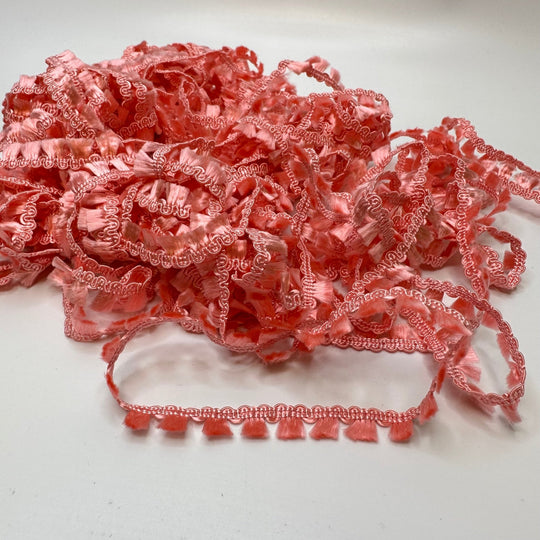 ½" (13mm) Vintage Tassel Braided Trim - Pink - 3M Bundle - True Deadstock supplies Fabric by private - Sustainable Textile | FABCYCLE