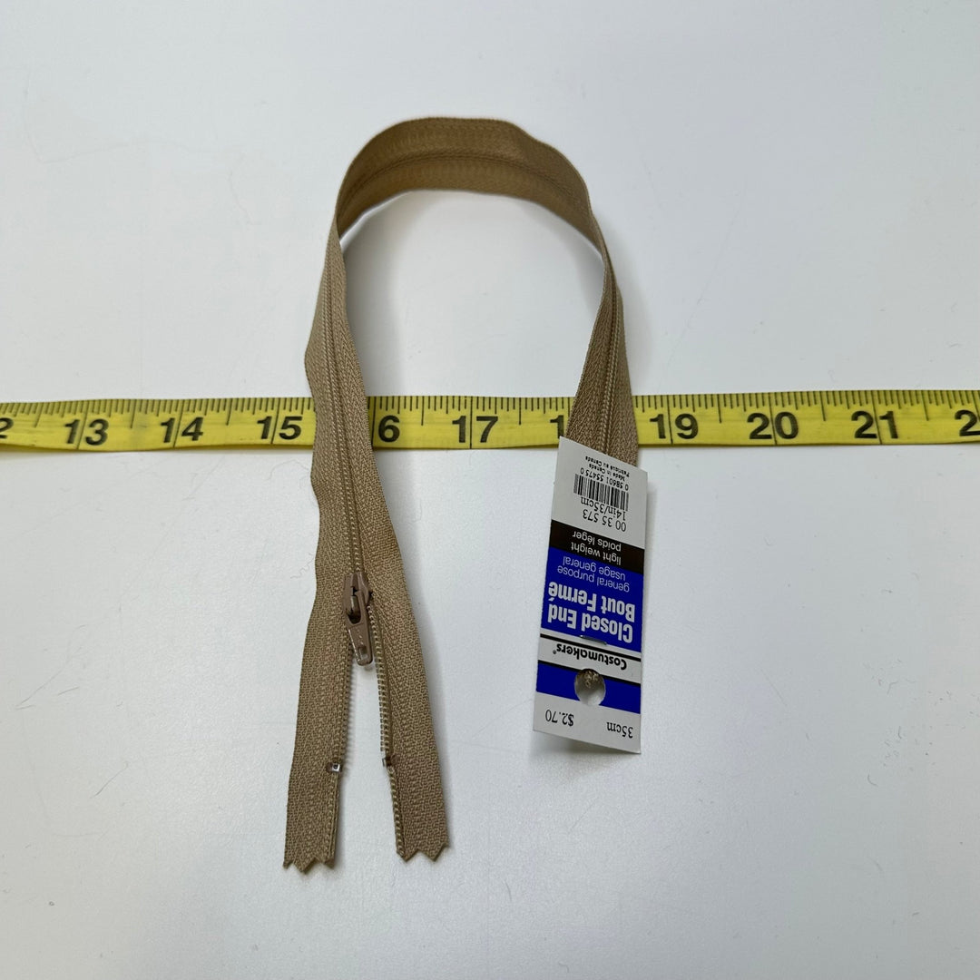 14" Coil Zipper - Closed End - Beige - True Deadstock supplies Fabric by private - Sustainable Textile | FABCYCLE