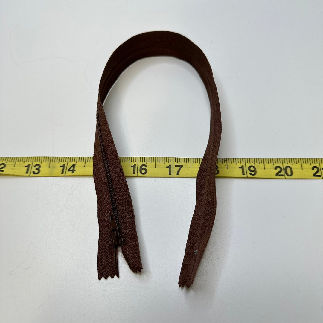 14.5" Coil Zipper - Closed End - Brown - True Deadstock supplies Fabric by private - Sustainable Textile | FABCYCLE
