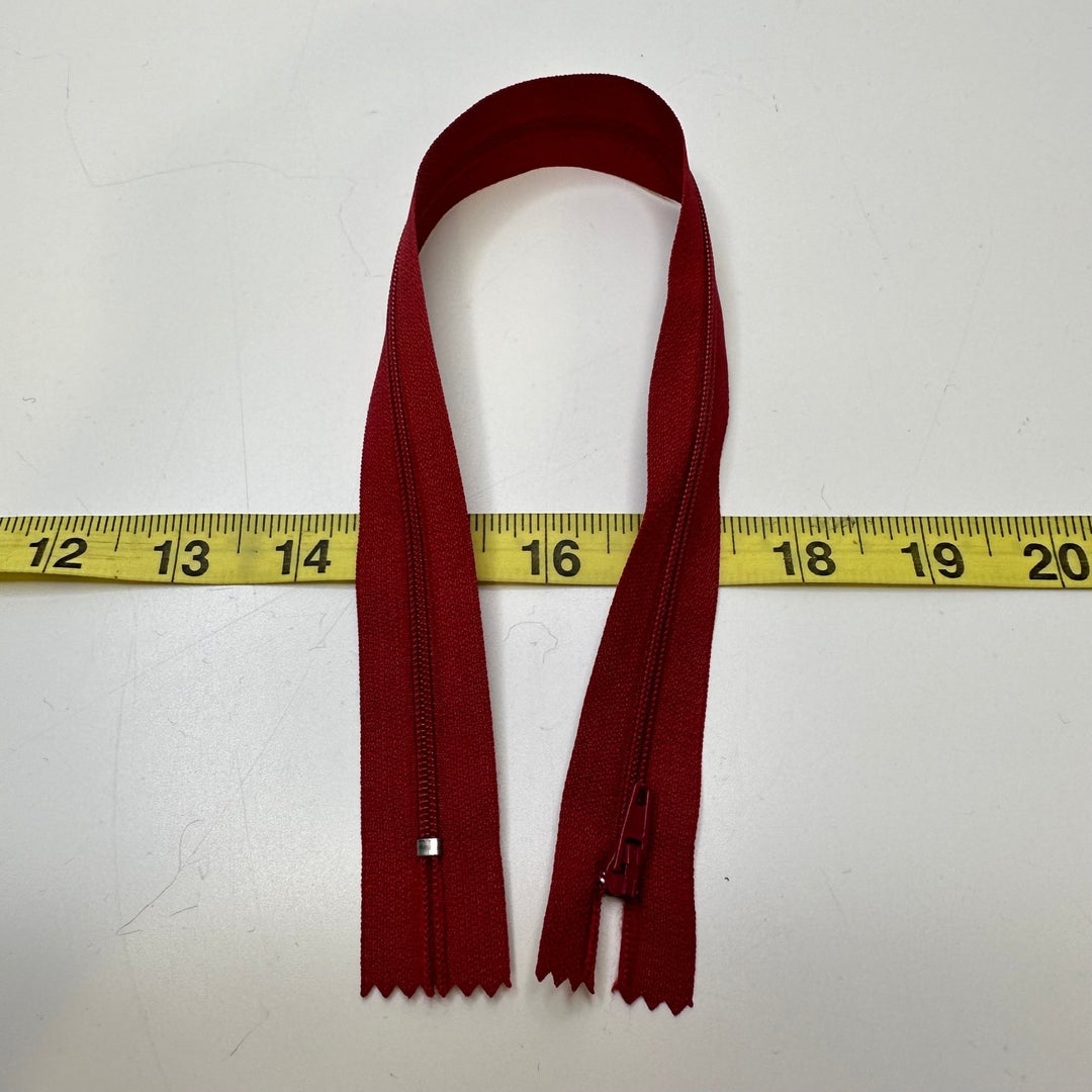 14.5" Coil Zipper - Closed End - Dark Red - True Deadstock supplies Fabric by private - Sustainable Textile | FABCYCLE