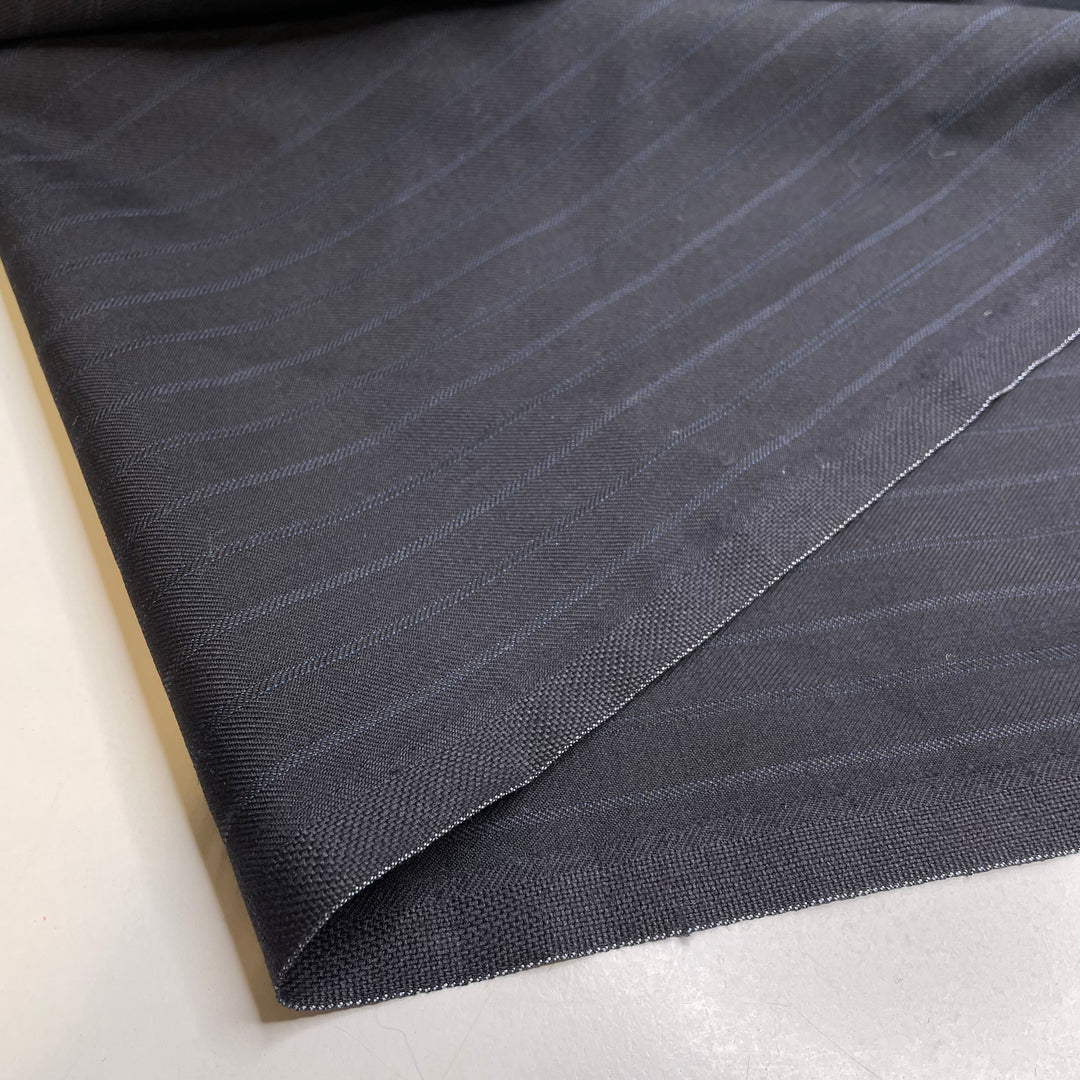 Striped Eel Catfish - Twill Weave Wool Woven - Navy/Blue Stripes - 1M Bundle