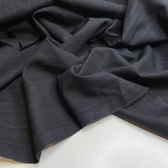 Striped Eel Catfish - Twill Weave Wool Woven - Navy/Blue Stripes - 1M Bundle
