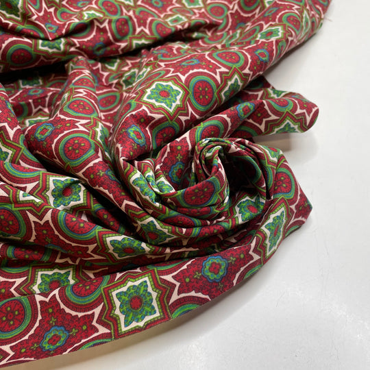 UB - Family Heirloom - Cotton Woven - Burgundy/Green Geometric - 3.4M Bundle
