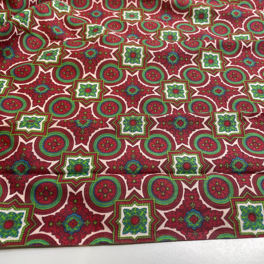 UB - Family Heirloom - Cotton Woven - Burgundy/Green Geometric - 3.4M Bundle