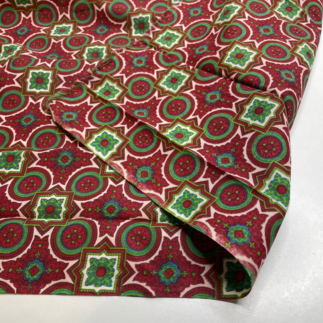 UB - Family Heirloom - Cotton Woven - Burgundy/Green Geometric - 3.4M Bundle