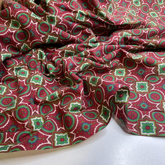 UB - Family Heirloom - Cotton Woven - Burgundy/Green Geometric - 3.4M Bundle