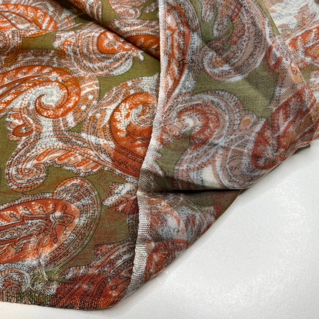 Radical - Rayon Blend Woven - Green/Orange Abstract Paisley - 4M Bundle