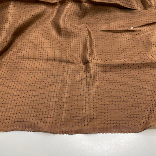 Cutting Table - Silk Woven - Light Brown/Black Slub Grid - 1.6M Bundle