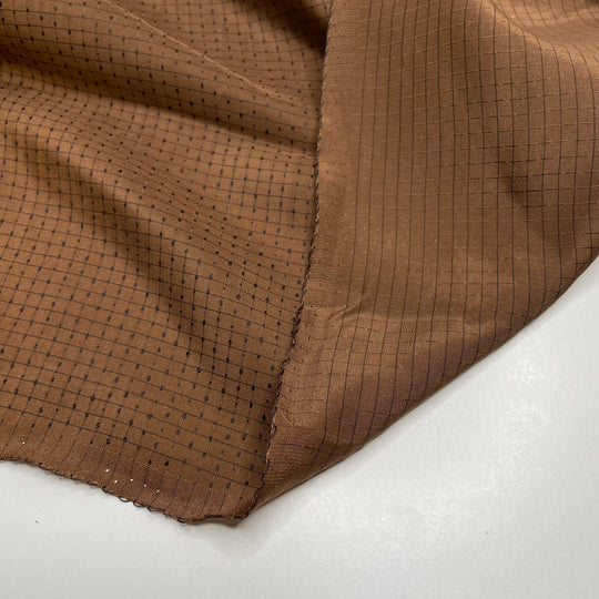 Cutting Table - Silk Woven - Light Brown/Black Slub Grid - 1.6M Bundle