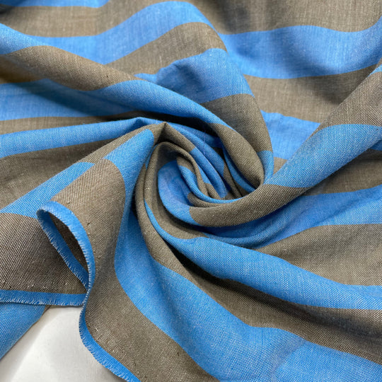 Iron Steam - Polyester Blend Woven - Blue/Grey Stripes - 2.2M Bundle