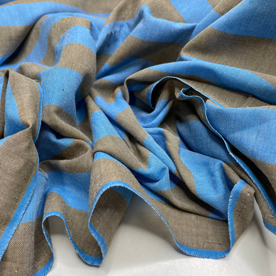 Iron Steam - Polyester Blend Woven - Blue/Grey Stripes - 2.2M Bundle