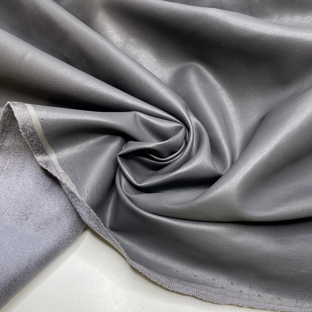 AP- 5 - Pleather Polyester Backing PU/Poly Knit - Dark Grey - 0.85M Bundle