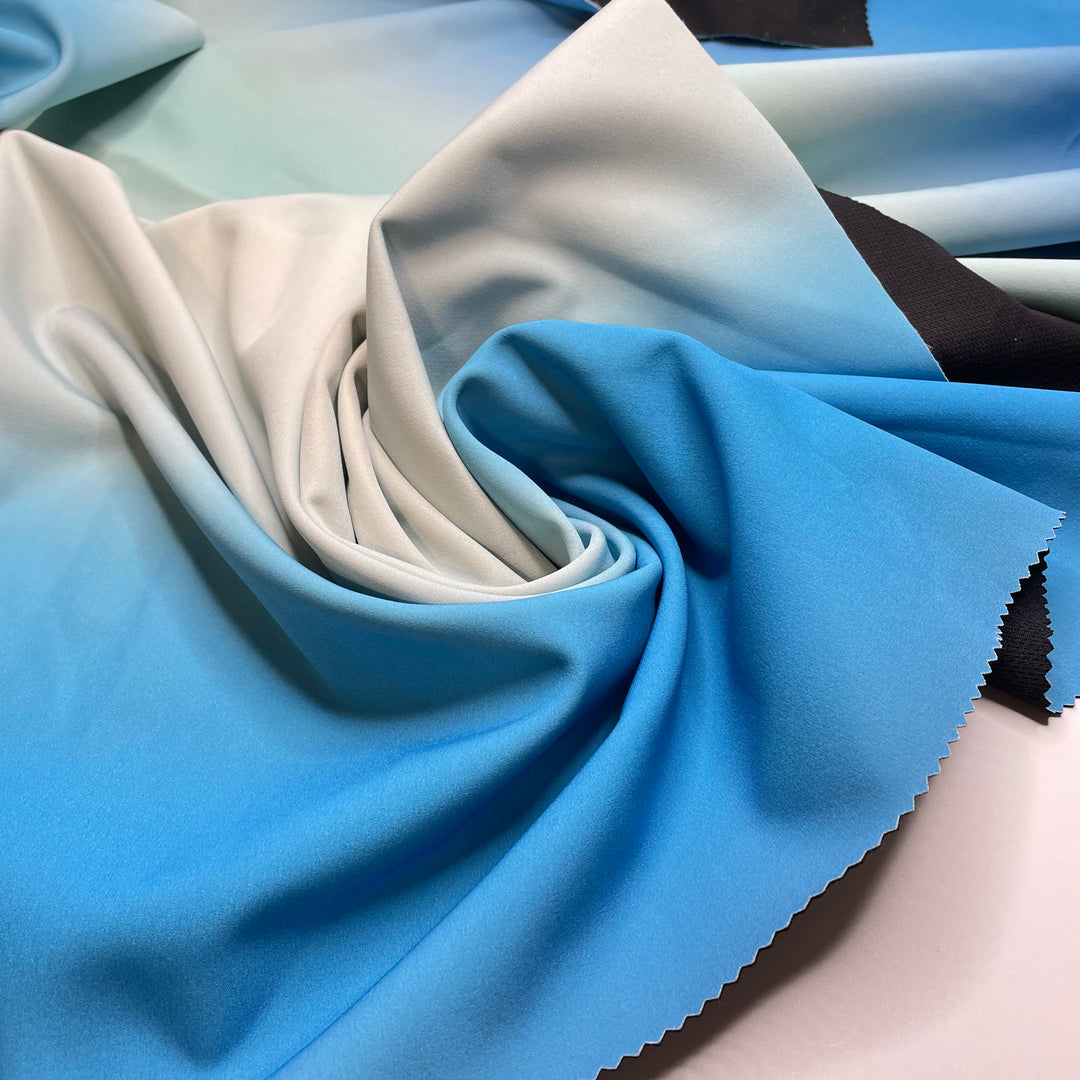 UB - On The Horizon - Double Cloth Knit Poly  - Blue/Black Colour Fade - 0.9M Bundle