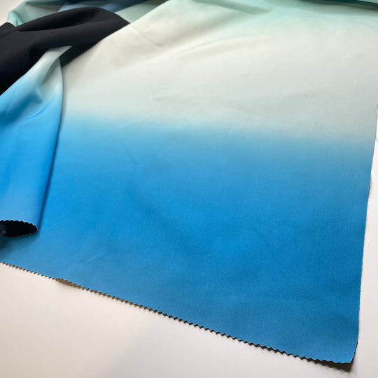 UB - On The Horizon - Double Cloth Knit Poly  - Blue/Black Colour Fade - 0.9M Bundle