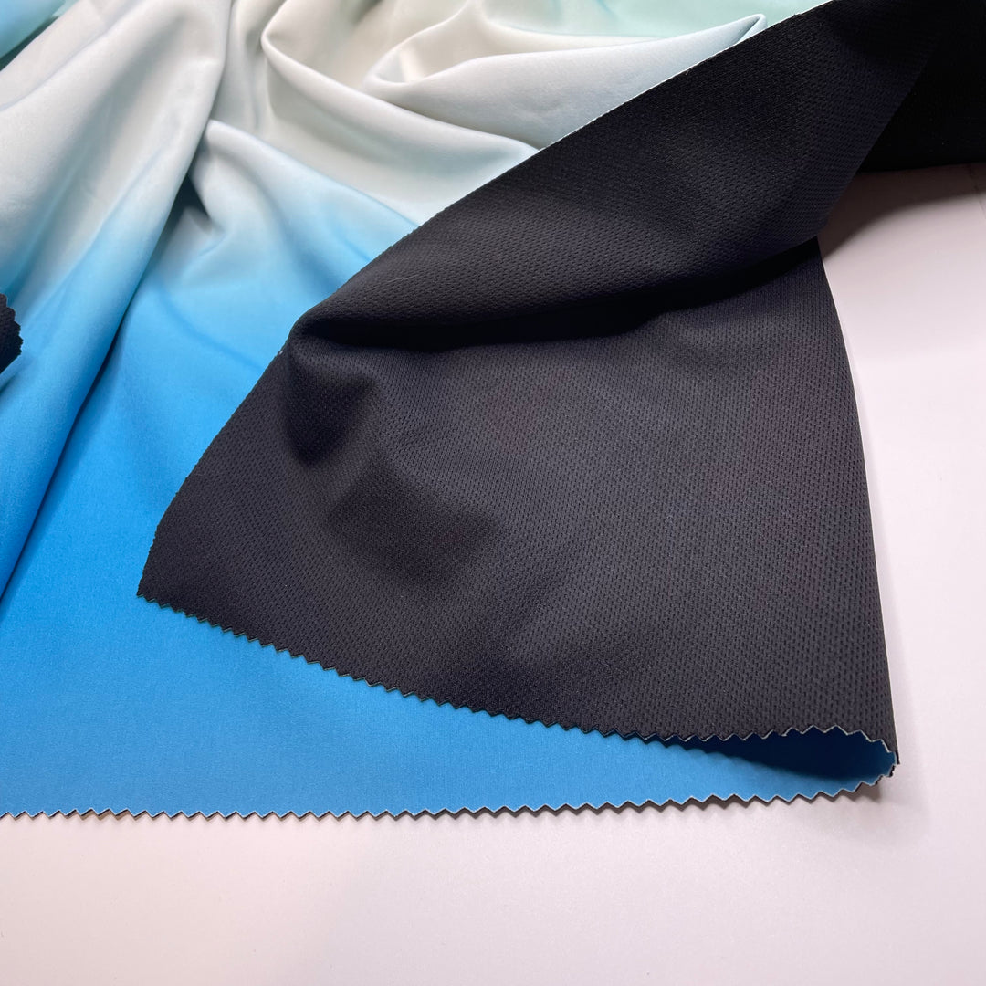 UB - On The Horizon - Double Cloth Knit Poly  - Blue/Black Colour Fade - 0.9M Bundle