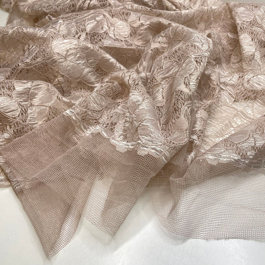 Mochaccino Triple Shot - Lace Poly Knit - Beige Floral - 1.3M Bundle