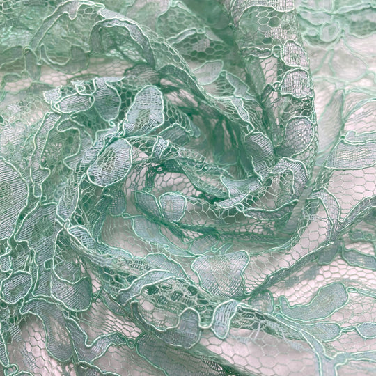 Cool As A Cucumber - Lace Poly Knit - Light Green Floral - 1.25M Bundle