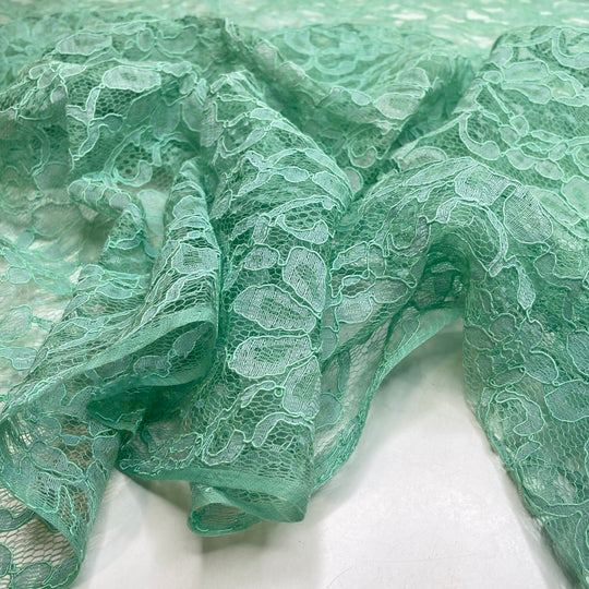 Cool As A Cucumber - Lace Poly Knit - Light Green Floral - 1.25M Bundle