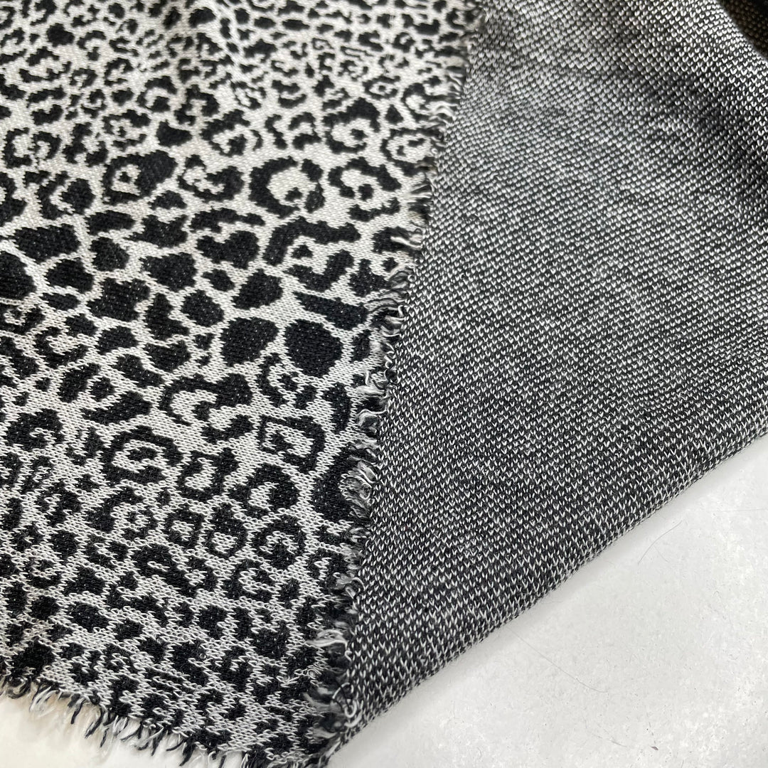 Snuggle - Sweater Poly Knit - Black/Grey Leopard - 1.15M Bundle
