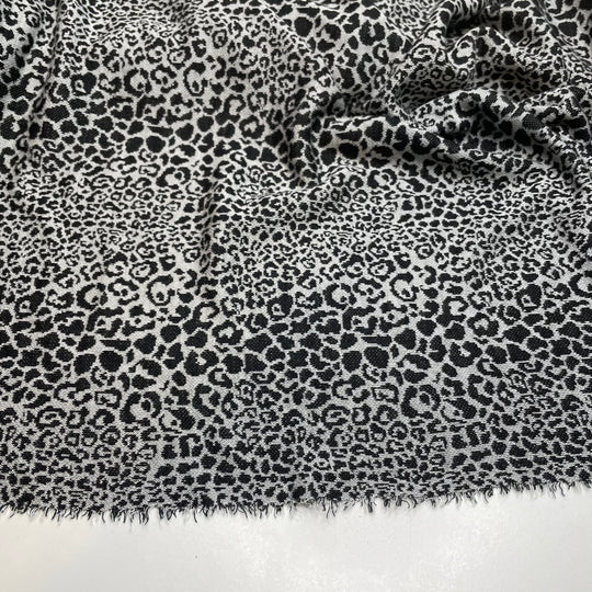 Snuggle - Sweater Poly Knit - Black/Grey Leopard - 1.15M Bundle