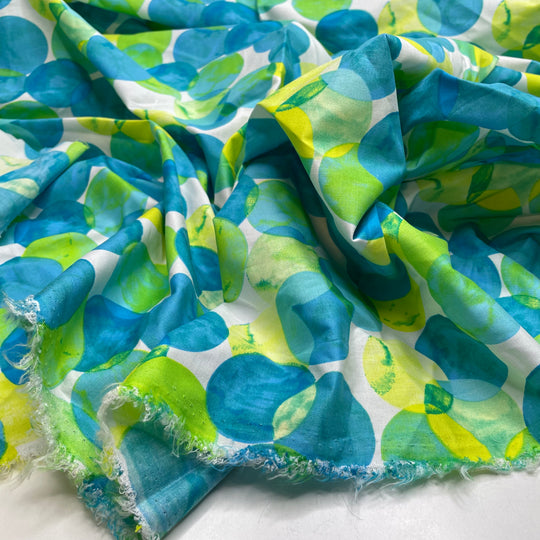 Breezy - Cotton Woven - Blue/Yellow Circles - 1M Bundle