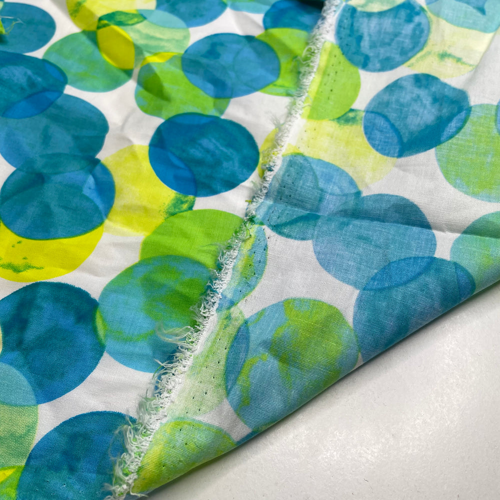 Breezy - Cotton Woven - Blue/Yellow Circles - 1M Bundle
