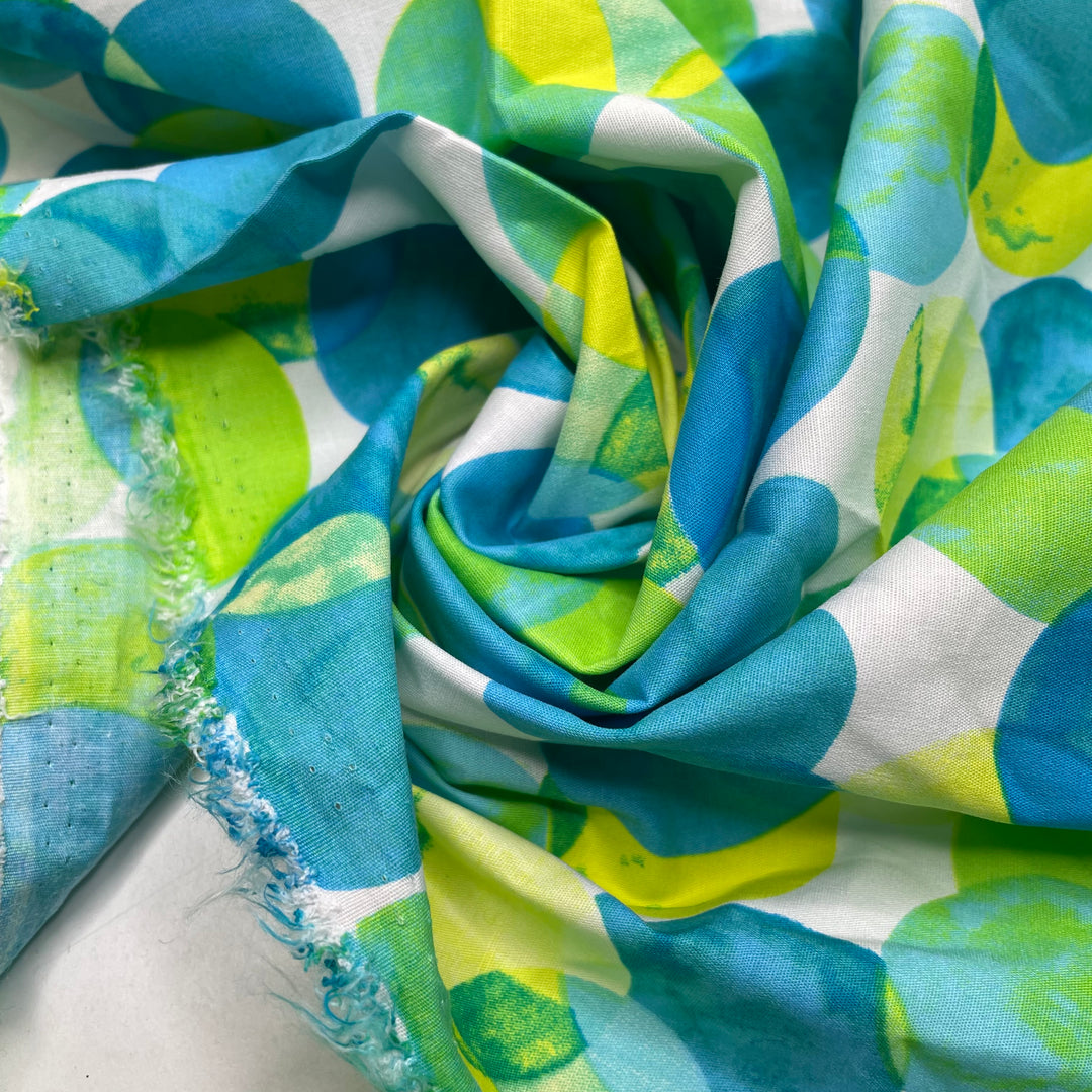 Breezy - Cotton Woven - Blue/Yellow Circles - 1M Bundle