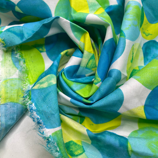 Breezy - Cotton Woven - Blue/Yellow Circles - 1M Bundle