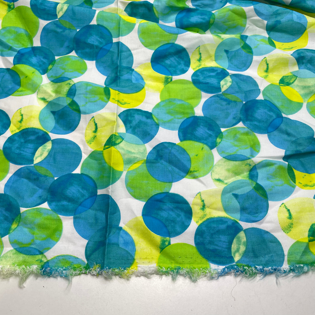 Breezy - Cotton Woven - Blue/Yellow Circles - 1M Bundle