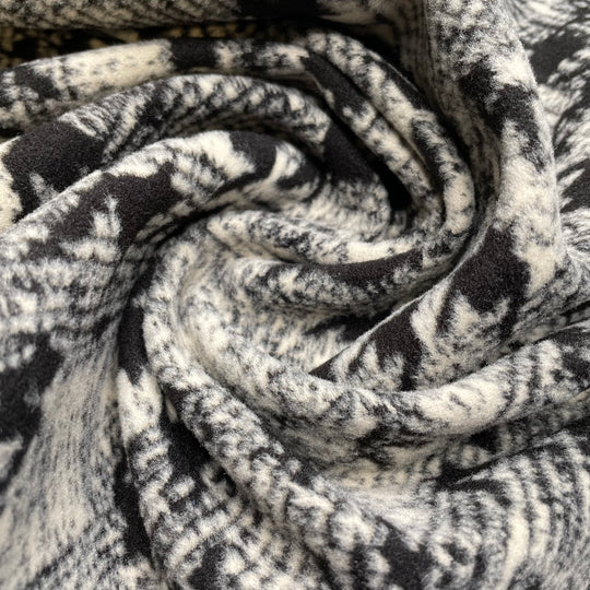Baskerville - Poly Knit - White/Black Abstract Houndstooth - 1M Bundle