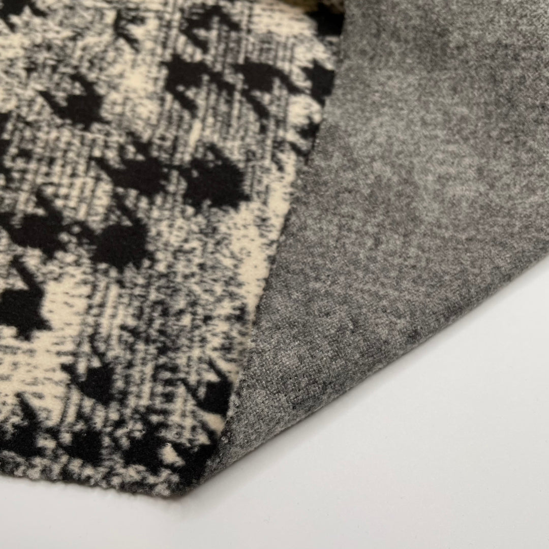 Baskerville - Poly Knit - White/Black Abstract Houndstooth - 1M Bundle