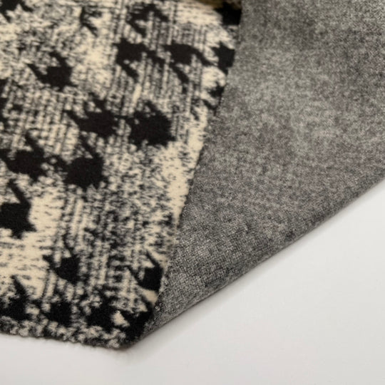 Baskerville - Poly Knit - White/Black Abstract Houndstooth - 1M Bundle