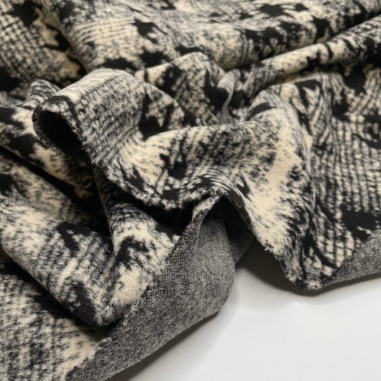 Baskerville - Poly Knit - White/Black Abstract Houndstooth - 1M Bundle