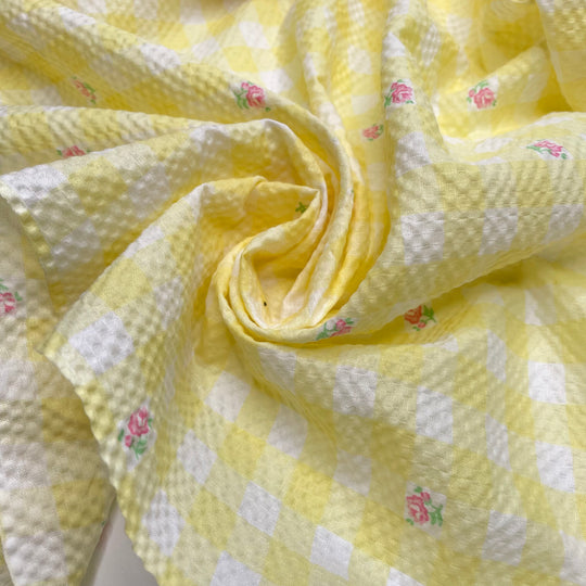 Nana Comes To My Games - Seersucker Natural Blend Woven - Yellow Multi Floral - 2.3M Bundle