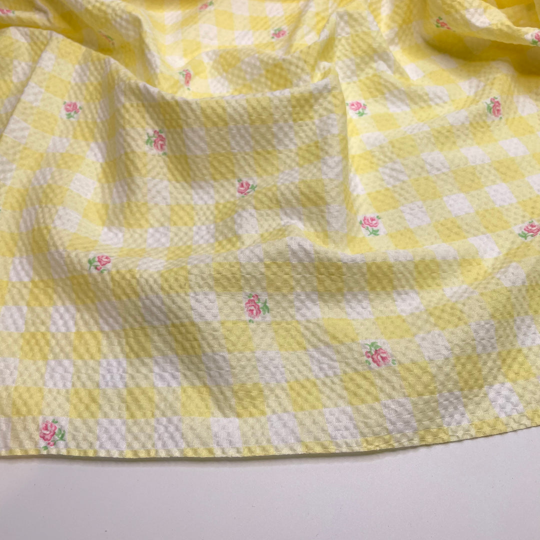 Nana Comes To My Games - Seersucker Natural Blend Woven - Yellow Multi Floral - 2.3M Bundle