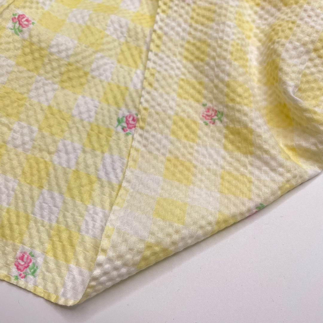 Nana Comes To My Games - Seersucker Natural Blend Woven - Yellow Multi Floral - 2.3M Bundle
