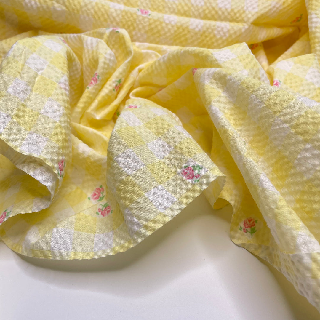 Nana Comes To My Games - Seersucker Natural Blend Woven - Yellow Multi Floral - 2.3M Bundle