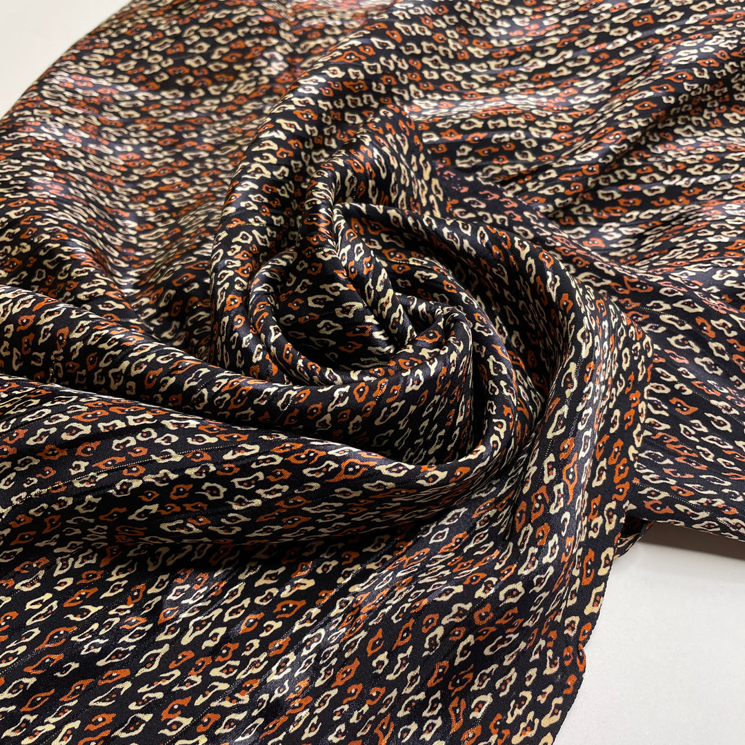 Escargot - Satin Poly Woven - Black Multi Abstract - Bundles