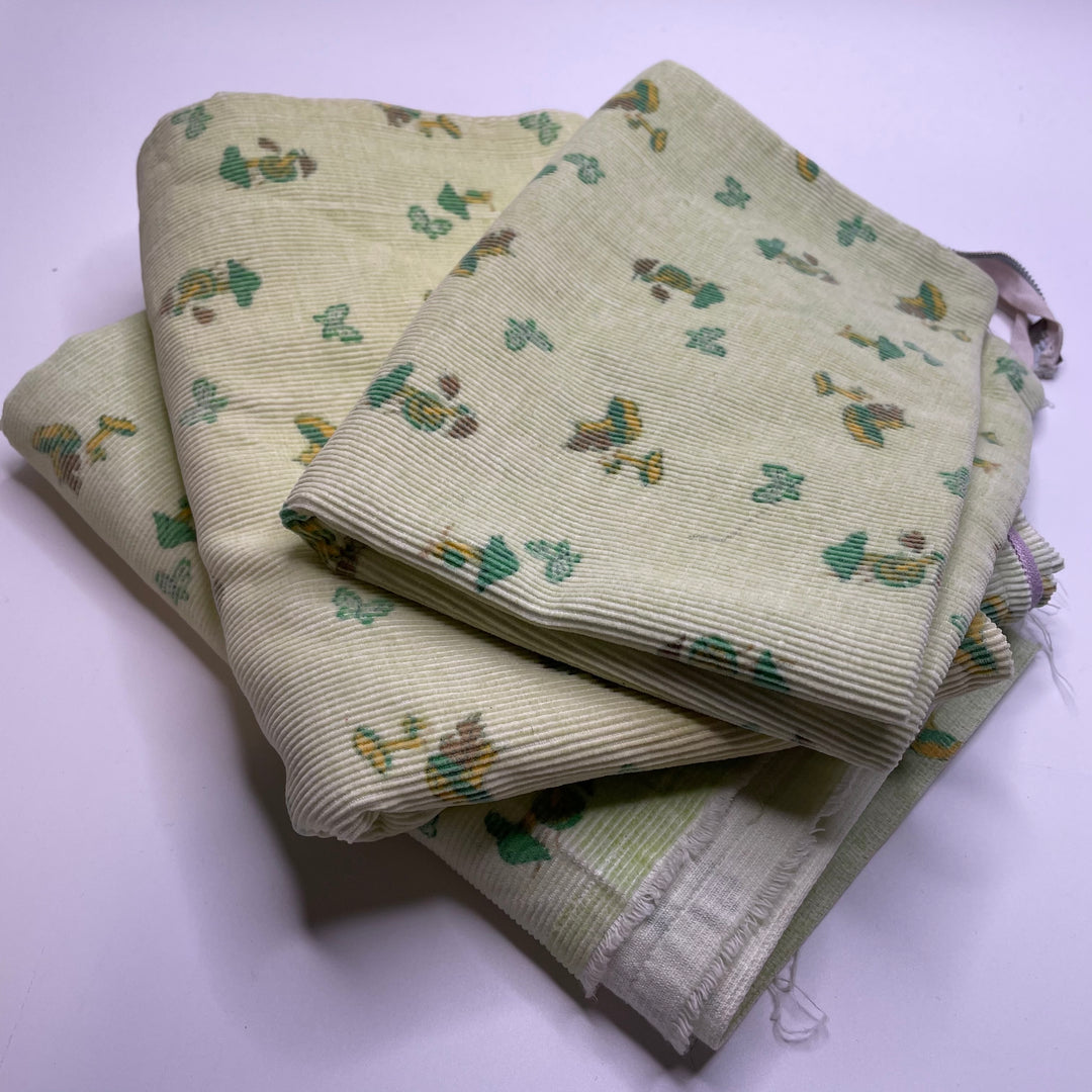 Toadstool - Corduroy Cotton Woven - Green Mushrooms - 1.2M Bundle