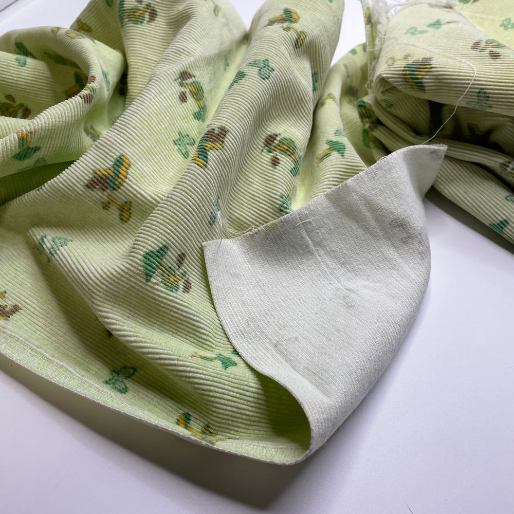 Toadstool - Corduroy Cotton Woven - Green Mushrooms - 1.2M Bundle