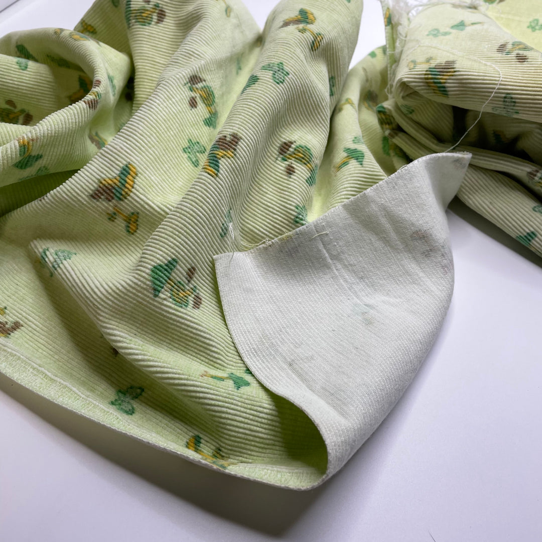 Toadstool - Corduroy Cotton Woven - Green Mushrooms - 1.2M Bundle