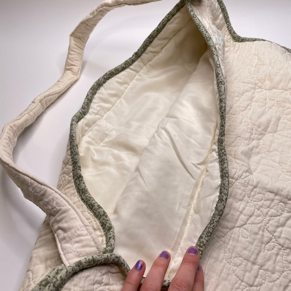 Mandevilla Tote Bag - Quilted & Embroidered Cotton Woven - Cream Floral - 0.45M Bundle